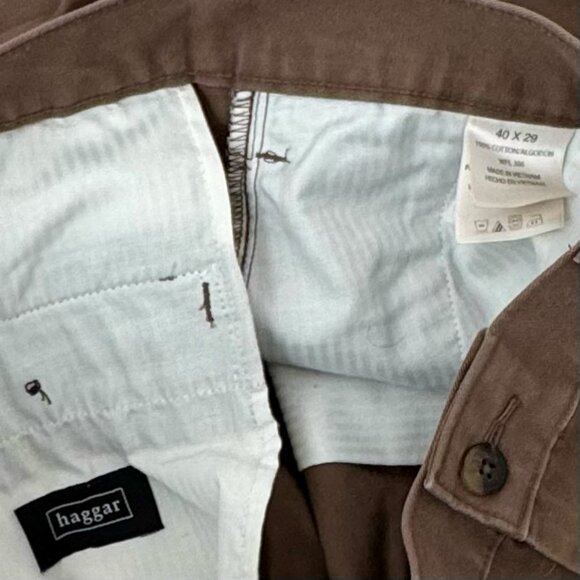 Haggar Brown Mitchell Khaki Plain Front Mens Pants Chinos - Picture 3 of 3